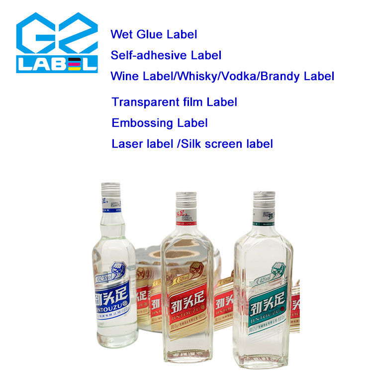 Papier autocollant transparent imprimable pour étiquette de bouteille de vin Des modèles et des formes personnalisés disponibles