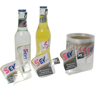 Impression offset Étiquette de bouteille de boissons Alcool Étiquette transparente Autocollants personnalisés